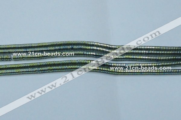 CHE645 15.5 inches 1*2mm tyre plated hematite beads wholesale