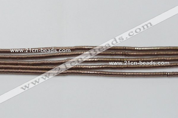 CHE653 15.5 inches 1*3mm tyre plated hematite beads wholesale