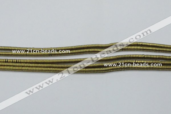 CHE671 15.5 inches 1*2mm tyre matte plated hematite beads