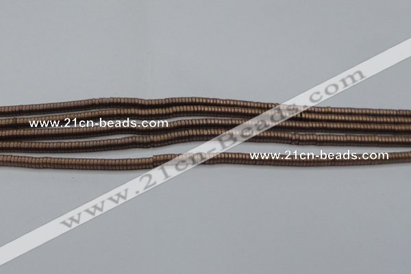 CHE672 15.5 inches 1*2mm tyre matte plated hematite beads