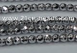 CHE690 15.5 inches 2mm faceted round plated hematite beads