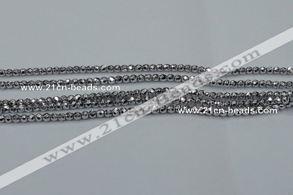 CHE690 15.5 inches 2mm faceted round plated hematite beads