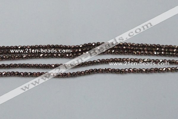 CHE691 15.5 inches 2mm faceted round plated hematite beads