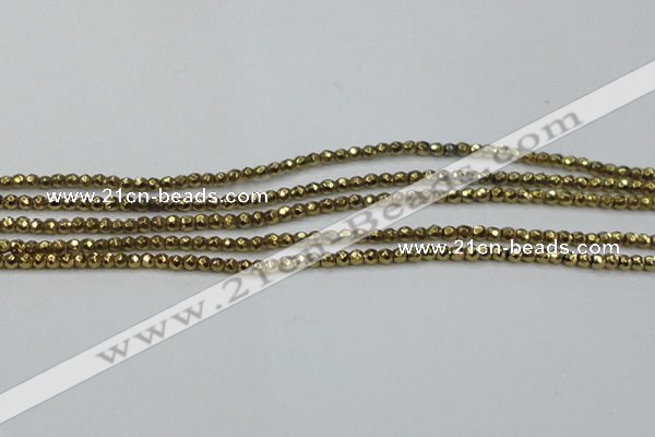 CHE692 15.5 inches 2mm faceted round plated hematite beads