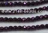 CHE694 15.5 inches 2mm faceted round plated hematite beads