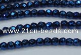 CHE695 15.5 inches 2mm faceted round plated hematite beads