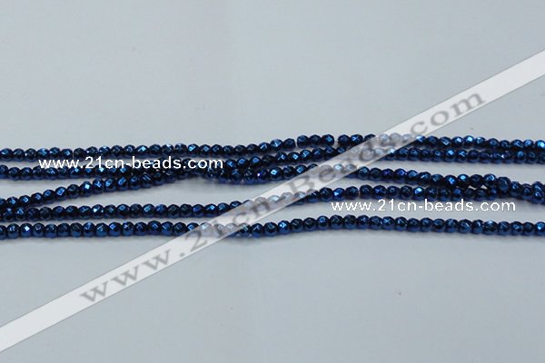 CHE695 15.5 inches 2mm faceted round plated hematite beads