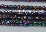 CHE696 15.5 inches 2mm faceted round plated hematite beads