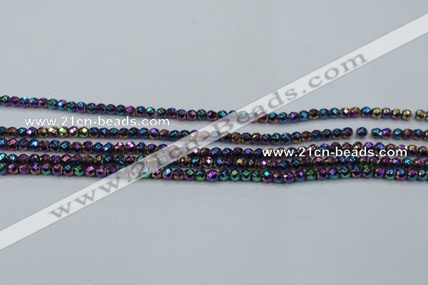 CHE696 15.5 inches 2mm faceted round plated hematite beads