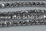 CHE700 15.5 inches 3mm faceted round plated hematite beads