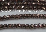 CHE701 15.5 inches 3mm faceted round plated hematite beads