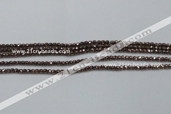 CHE701 15.5 inches 3mm faceted round plated hematite beads