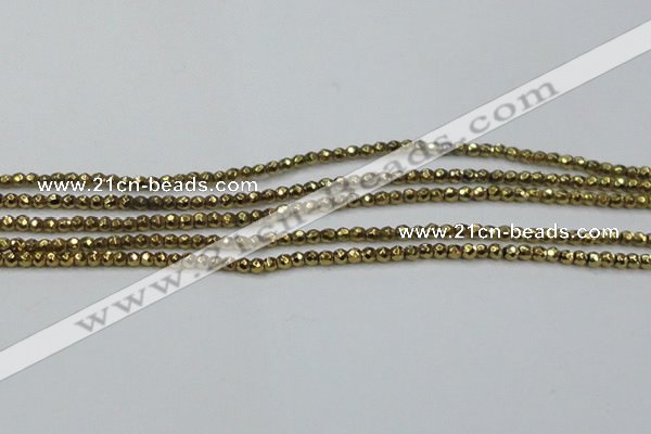 CHE702 15.5 inches 3mm faceted round plated hematite beads