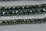 CHE703 15.5 inches 3mm faceted round plated hematite beads