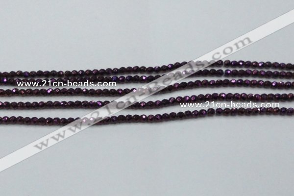 CHE704 15.5 inches 3mm faceted round plated hematite beads