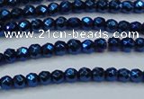 CHE705 15.5 inches 3mm faceted round plated hematite beads