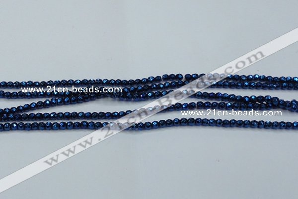 CHE705 15.5 inches 3mm faceted round plated hematite beads