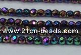 CHE706 15.5 inches 3mm faceted round plated hematite beads