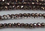 CHE711 15.5 inches 4mm faceted round plated hematite beads