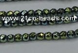 CHE713 15.5 inches 4mm faceted round plated hematite beads