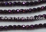 CHE714 15.5 inches 4mm faceted round plated hematite beads