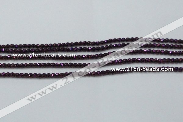 CHE714 15.5 inches 4mm faceted round plated hematite beads