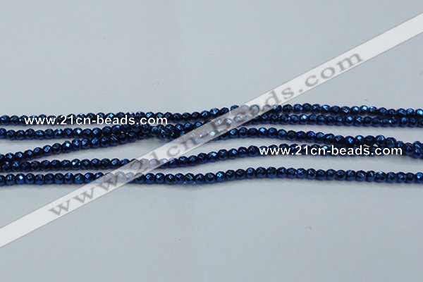 CHE715 15.5 inches 4mm faceted round plated hematite beads