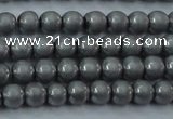 CHE720 15.5 inches 4mm round matte plated hematite beads wholesale