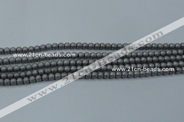 CHE720 15.5 inches 4mm round matte plated hematite beads wholesale