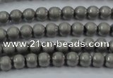 CHE721 15.5 inches 4mm round matte plated hematite beads wholesale