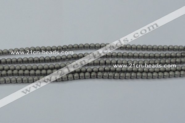 CHE721 15.5 inches 4mm round matte plated hematite beads wholesale