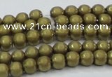 CHE722 15.5 inches 4mm round matte plated hematite beads wholesale