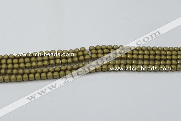 CHE722 15.5 inches 4mm round matte plated hematite beads wholesale