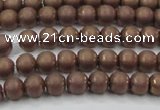 CHE723 15.5 inches 4mm round matte plated hematite beads wholesale