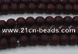 CHE724 15.5 inches 4mm round matte plated hematite beads wholesale