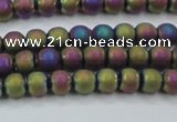 CHE725 15.5 inches 4mm round matte plated hematite beads wholesale