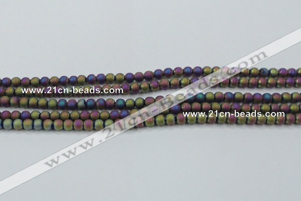 CHE725 15.5 inches 4mm round matte plated hematite beads wholesale