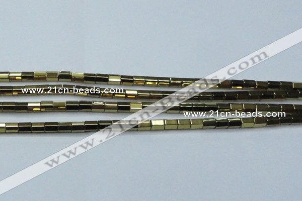 CHE752 15.5 inches 5*8mm faceted tube plated hematite beads