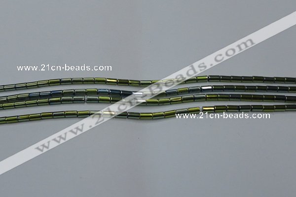 CHE762 15.5 inches 2*4mm tube plated hematite beads wholesale