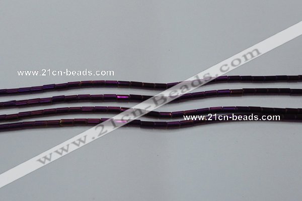 CHE763 15.5 inches 2*4mm tube plated hematite beads wholesale