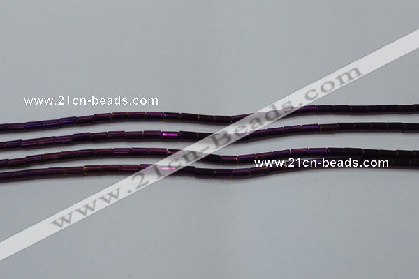 CHE763 15.5 inches 2*4mm tube plated hematite beads wholesale