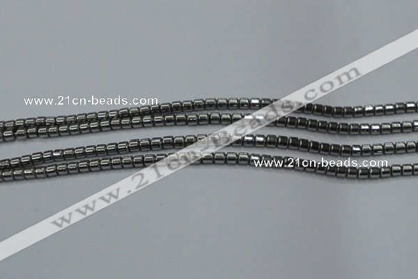 CHE775 15.5 inches 2*2mm drum plated hematite beads wholesale