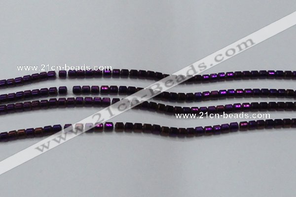 CHE778 15.5 inches 2*2mm drum plated hematite beads wholesale