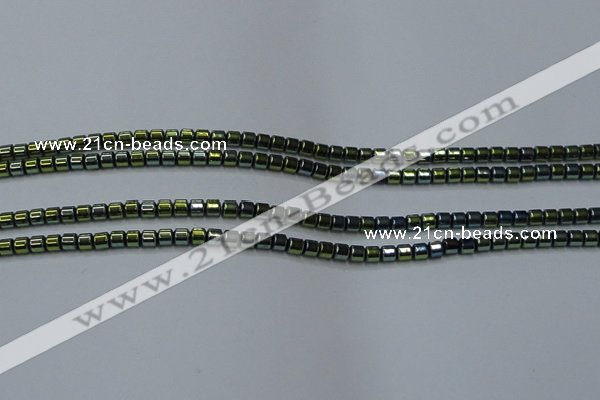 CHE779 15.5 inches 2*2mm drum plated hematite beads wholesale