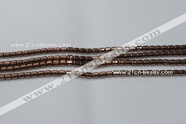 CHE788 15.5 inches 4*4.5mm drum plated hematite beads wholesale