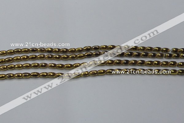 CHE795 15.5 inches 3*5mm rice plated hematite beads wholesale