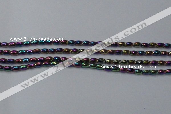 CHE796 15.5 inches 3*5mm rice plated hematite beads wholesale