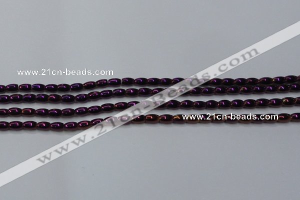 CHE797 15.5 inches 3*5mm rice plated hematite beads wholesale