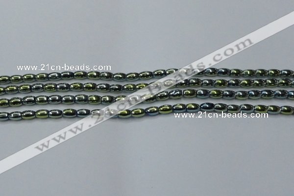 CHE798 15.5 inches 3*5mm rice plated hematite beads wholesale