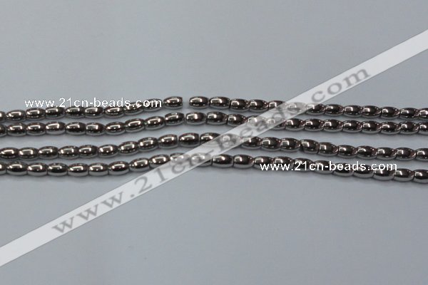 CHE802 15.5 inches 4*6mm rice plated hematite beads wholesale